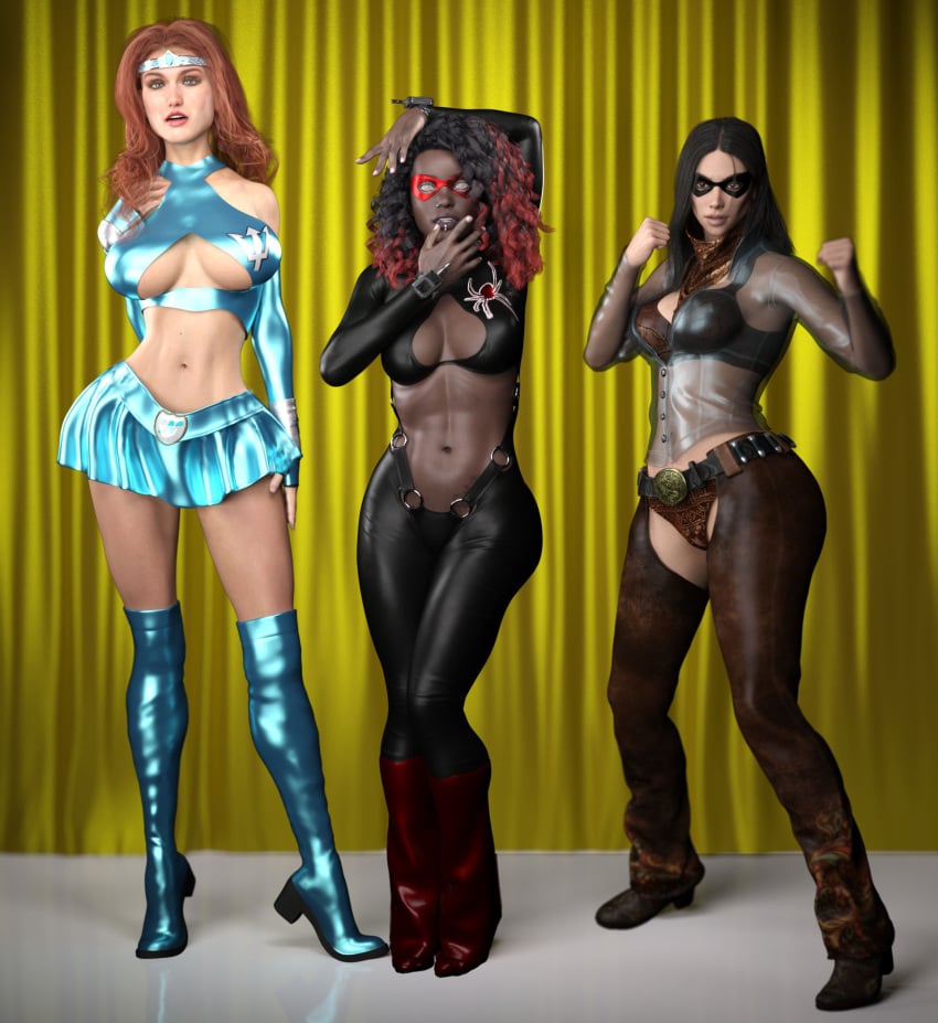 3d 3girls ass athletic athletic_female big_ass big_breasts bottom_heavy breasts bust busty chest cleavage curvaceous curvy curvy_figure dark-skinned_female dark_mistress_redback dark_skin elena_vargas erica_piper eyebrows eyelashes eyes female female_focus fit fit_female hair hero heroine hips hourglass_figure huge_ass huge_breasts human large_ass large_breasts legs light-skinned_female light_skin lips mature mature_female neptune_moon sidewinder_(heroine) slim slim_waist superhero superheroine tagme thick thick_hips thick_legs thick_thighs thighs top_heavy top_heavy_breasts upper_body voluptuous voluptuous_female waist wide_hips zomgzilla