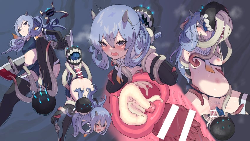 1girls absurdres abyssal_ship bar_censor black_gloves black_legwear black_thighhighs blue_eyes blue_hair blue_panties blue_skirt breasts censored clothing comic crop_top cross_section cum cum_in_pussy cum_in_uterus cum_inside elbow_gloves enemy_naval_mine_(kantai_collection) extreme_french_kiss fake_horns female female_pubic_hair from_behind gloves gradient_neckerchief gradient_necktie hair_between_eyes highres holding holding_torpedo horned_headwear horns i-203_(kantai_collection) interspecies kantai_collection light_blue_hair long_hair neckerchief nipples nontraditional_school_swimsuit open_mouth oral pencil_skirt penetration penis_tentacles pubic_hair pussy red_tentacles restrained rigging sailor_collar school_swimsuit sex sidelocks silent_comic size_difference skirt spread_legs sukippu swimsuit tears tentacle tentacle_sex thighhighs torpedo uterus vaginal_penetration white_neckerchief white_sailor_collar