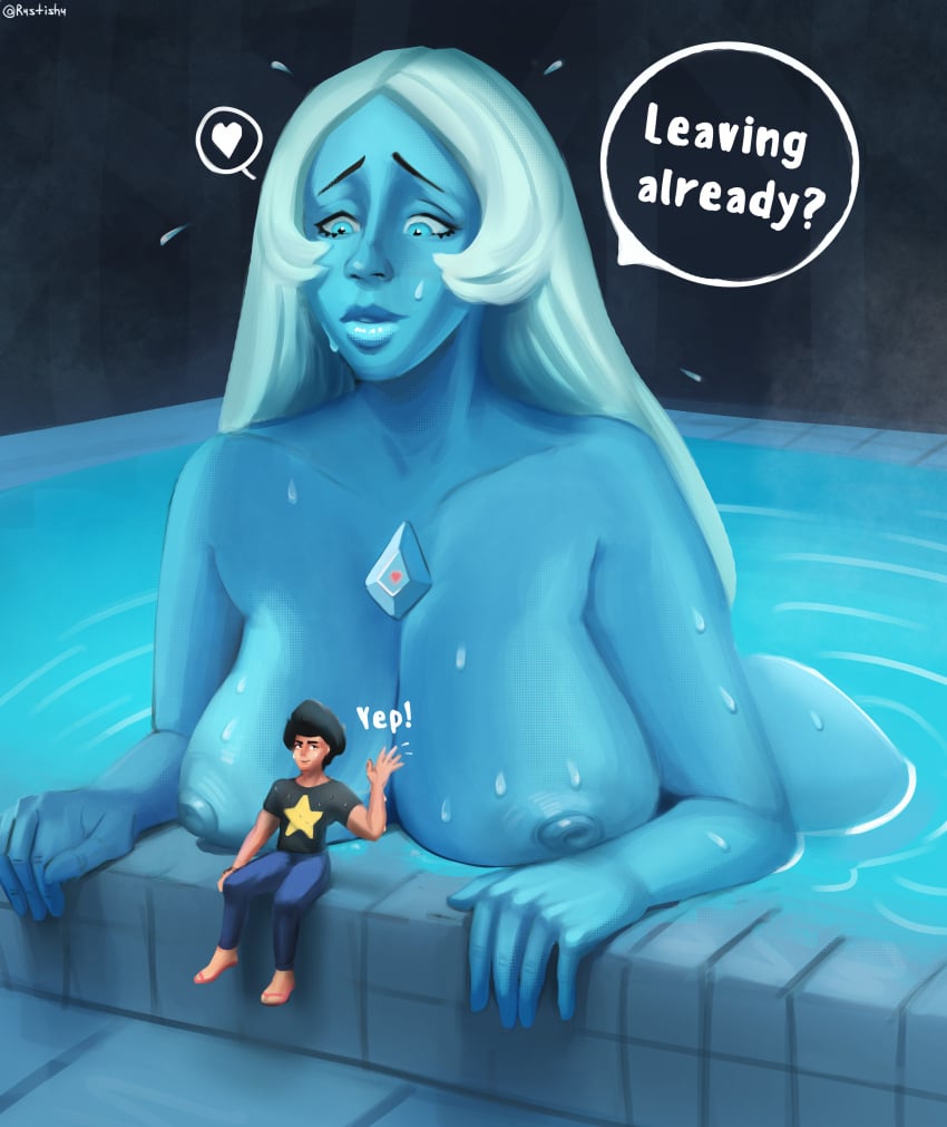 big_areola big_ass big_breasts big_butt big_nipples bigger_female blue_body blue_diamond_(steven_universe) blue_eyes blue_hair blue_nipples blue_skin cartoon_network diamond_authority gem_(species) giantess r4stishk4 size_difference smaller_human smaller_male steven_quartz_universe steven_universe steven_universe:_the_movie wet wet_body wet_skin