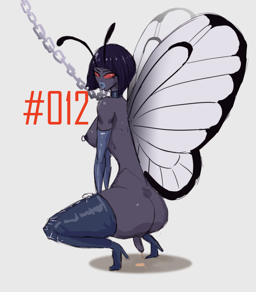 anthro breasts butterfree chains choker cum futa_only futanari heels hi_res lip_piercing looking_at_viewer piercing pokémon_(species) pokemon pokemon_(species) pose precum summertea tagme