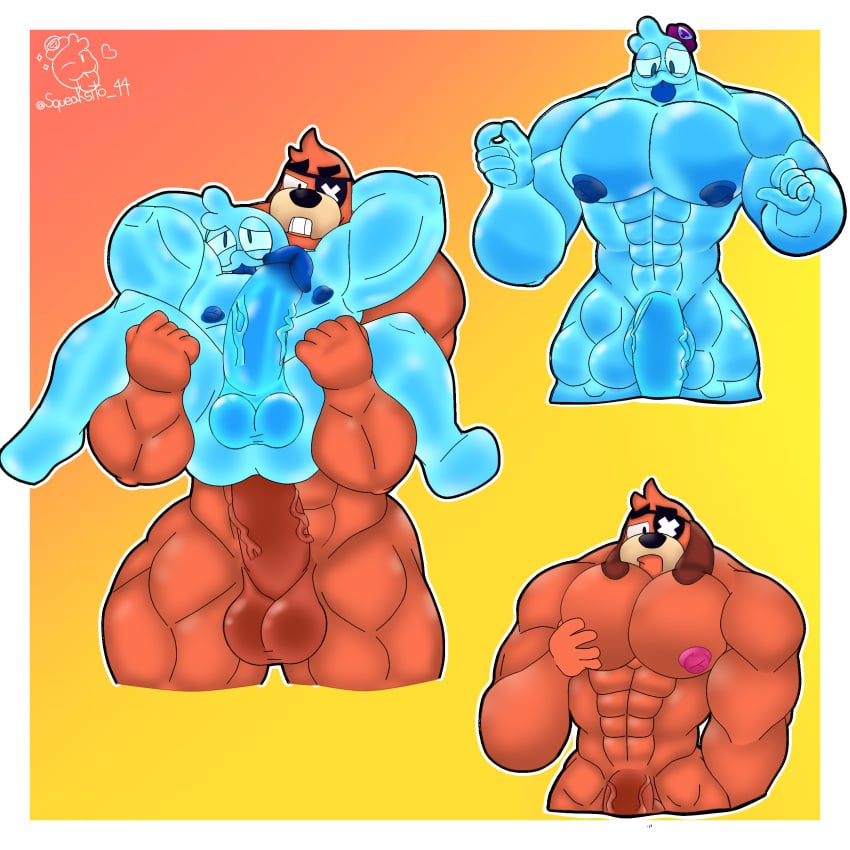 2023 2boys 2males 5_fingers abs balls bara big_penis brawl_stars colonel_ruffs cyan_penis digital_media_(artwork) gay gay_male gay_sex genitals incest male male/male male_only male_penetrated male_penetrating male_penetrating_male muscles muscular muscular_male nipples patch pecs penis penis_in_ass squeak_(brawl_stars) teeth testicles tongue