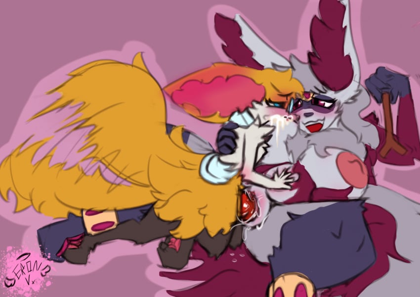 2023 annie_and_the_mirror_goat anthro areola bedroom_eyes big_areola big_breasts big_nipples bodily_fluids braixen breasts canid canine digital_media_(artwork) duo eron_varia eyewear facial_markings female fox freya_vix fur fur_cloak fur_clothing generation_6_pokemon genital_fluids genitals glasses gold_(metal) gold_jewelry grey_body grey_fur head_markings hi_res jewelry koi_the_braixen larger_female leg_markings male male/female mammal markings maroon_fur mask_(marking) mature_female narrowed_eyes nintendo nipples pawpads paws penetration pink_areola pink_nipples plump_labia pokemon pokemon_(species) precum presenting pussy pussy_juice red_eyes royal_vixult scarf seductive sex size_difference smaller_male smile socks_(marking) stick teasing vaginal_penetration vaginal_penetration vixult white_body white_fur wildmons_(catcouch) yellow_body yellow_fur