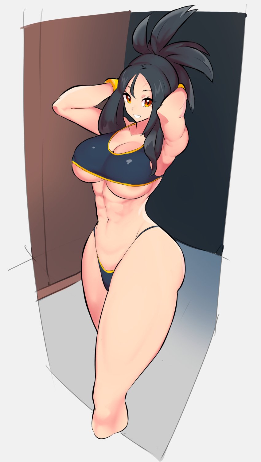 1girls black_hair breasts dendra_(pokemon) female female_only game_freak hi_res huge_breasts light-skinned_female light_skin long_hair nac000 nintendo panties pokemon pokemon_sv solo thighs