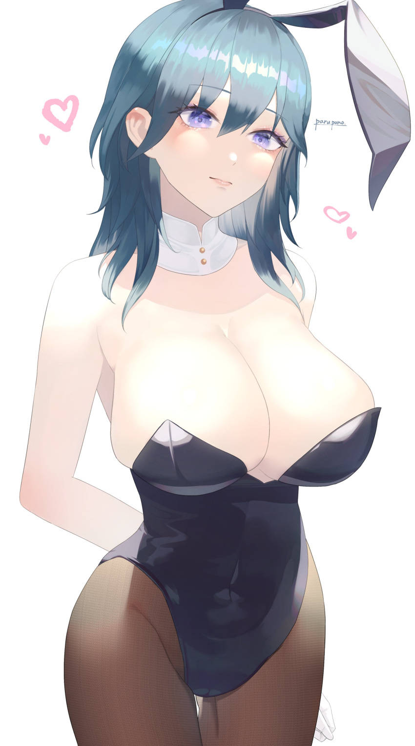 alternate_costume blue_eyes blue_hair breasts bunny_ears bunny_girl bunnysuit byleth_(fire_emblem) byleth_(fire_emblem)_(female) female female_only fire_emblem fire_emblem:_three_houses nintendo parupome solo