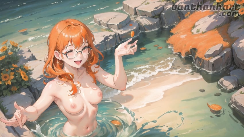 ai_generated female female_only landscape nami nami_(one_piece) one_piece orange_hair oranges post-timeskip vanthanhart