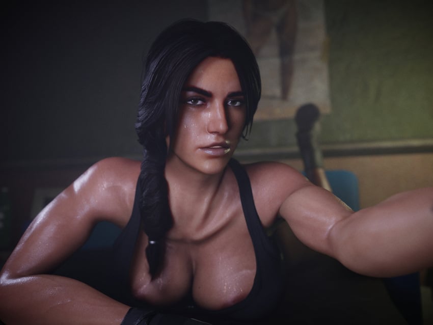 3d 3d_(artwork) areolae areolae_slip big_breasts brazilian brazilian_female breasts caveira_(rainbow_six) cleavage down_blouse female female_focus female_only rainbow_six rainbow_six_siege selfie tagme tank_top udon_noodle3d