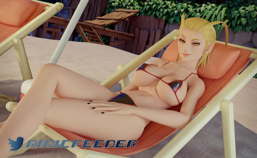 beach big_breasts blonde_hair kingdom_hearts kingdom_hearts_iii larxene mimicfeeder nobody_(kingdom_hearts) swimsuit yellow_eyes