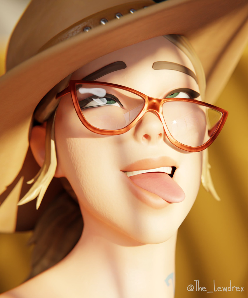 1girls 3d ahe_gao alternate_version_available bed bed_sheet bedroom blender bottomless close-up completely_nude completely_nude_female crooked_glasses detailed_background epic_games eyes_rolling_back face_closeup face_fetish face_focus female female_focus female_only fortnite fortnite:_battle_royale glasses glasses_askew hat headwear highres laying_down laying_on_bed lewdrex light-skinned_female light_skin looking_pleasured masturbation nude nude_female on_bed pleasure_face safari_(fortnite) safari_hat shadow solo sunlight tongue tongue_out topwear watermark