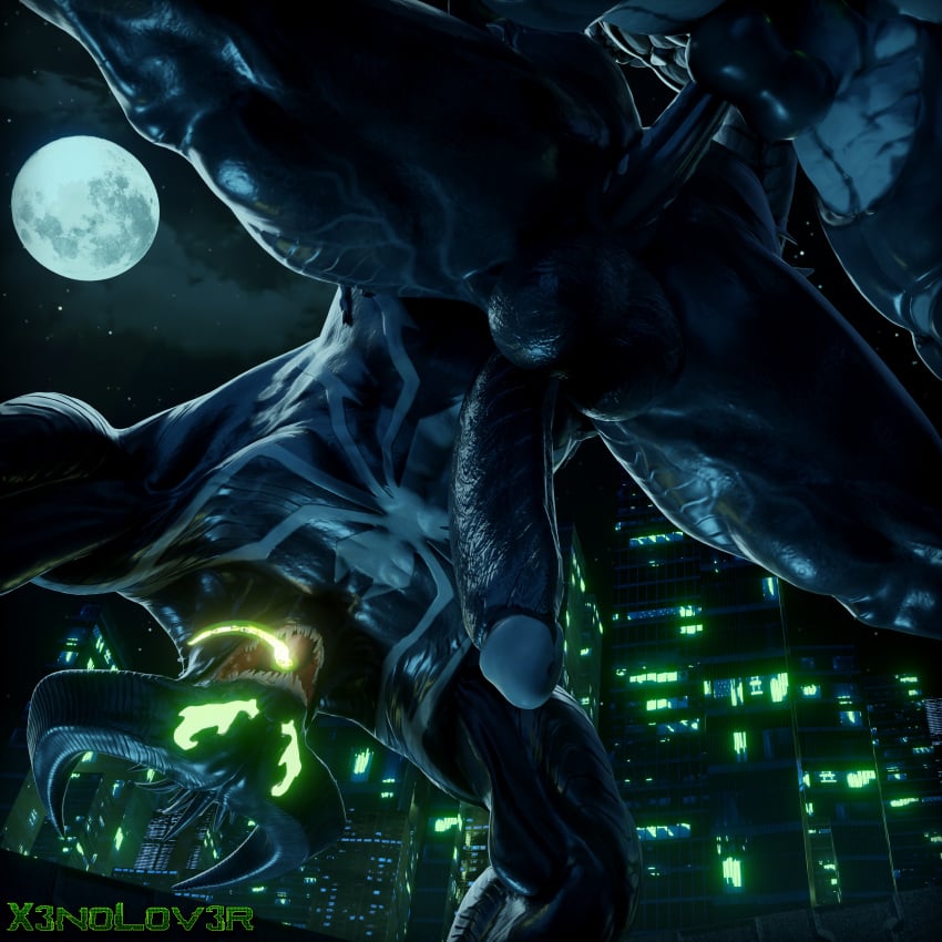 2boys 3d alien anal_sex ass balls duo erection fallen_venom fangs from_behind gay hi_res high_res high_resolution highres humanoid long_tongue male male/male male_only male_penetrating male_penetrating_male marvel muscular muscular_male night nude penetration penis sex symbiote thekidxeno venom venom_(marvel)