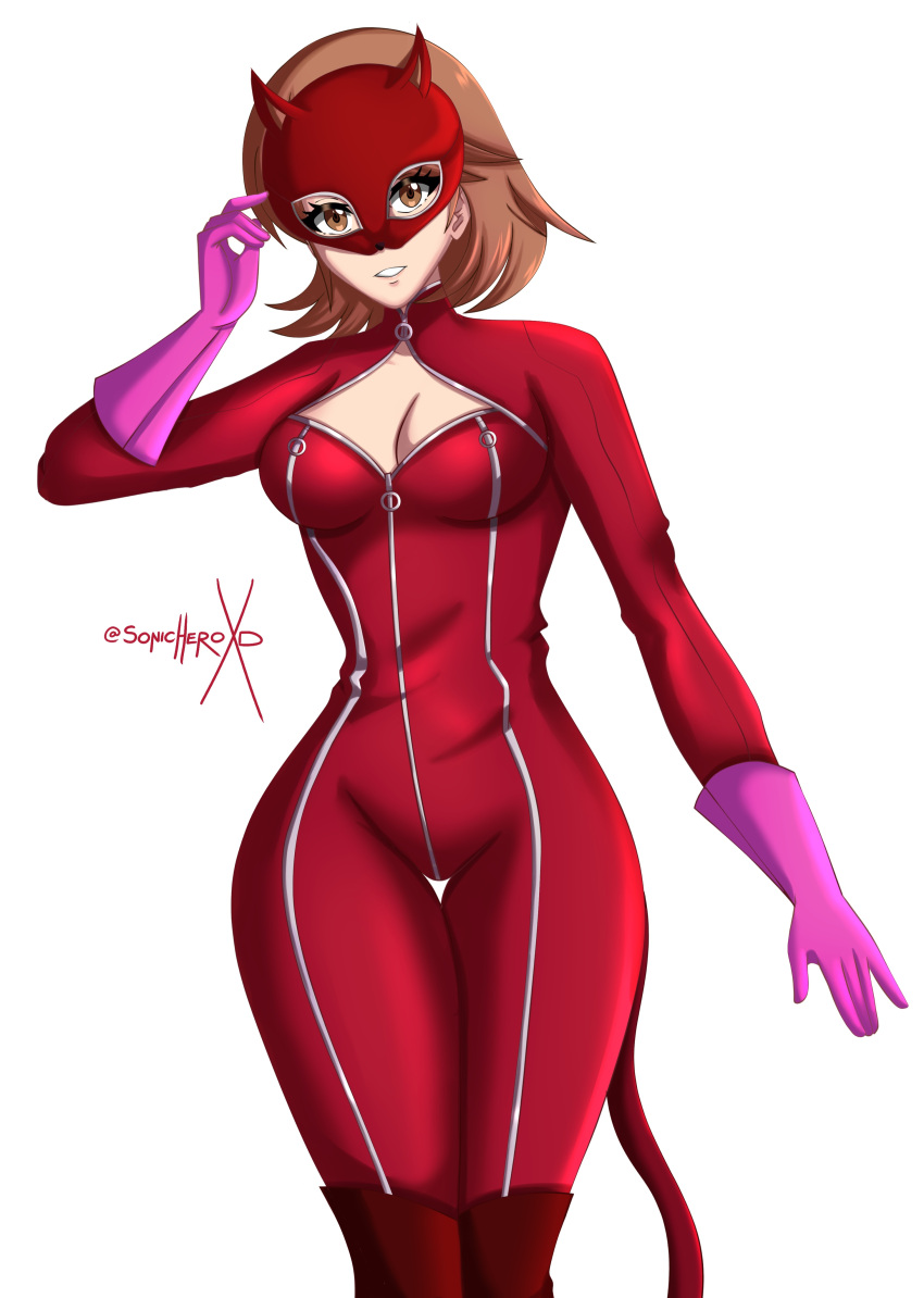 ann_takamaki_(cosplay) atlus breasts clothing crossover female female_only human looking_at_viewer pale_skin persona persona_3 persona_5 phantom_thief_suit solo sonicheroxd tagme yukari_takeba