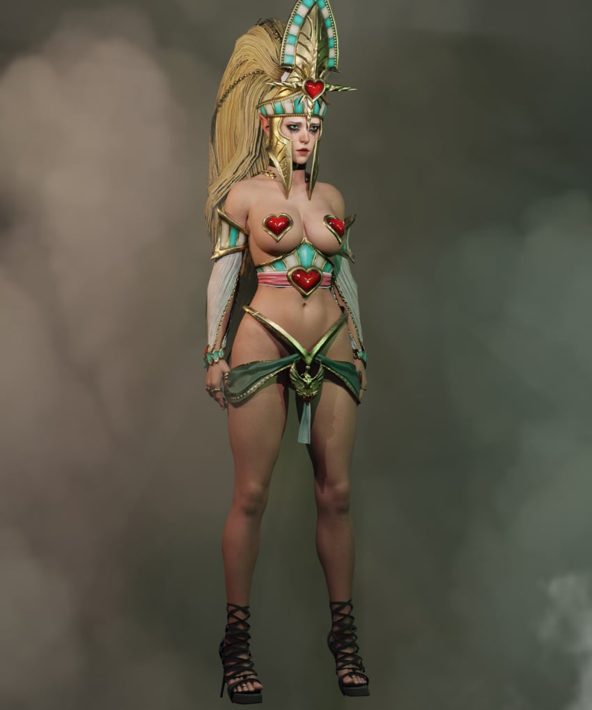 1girls 3d alarielle_the_radiant elf elf_ears female female_only functionally_nude high_elf_(warhammer) high_heels no_bra no_panties open_toe_shoes pasties ruined_makeup running_mascara runny_makeup skimpy skimpy_clothes soboro solo solo_female tagme warhammer_(franchise) warhammer_fantasy