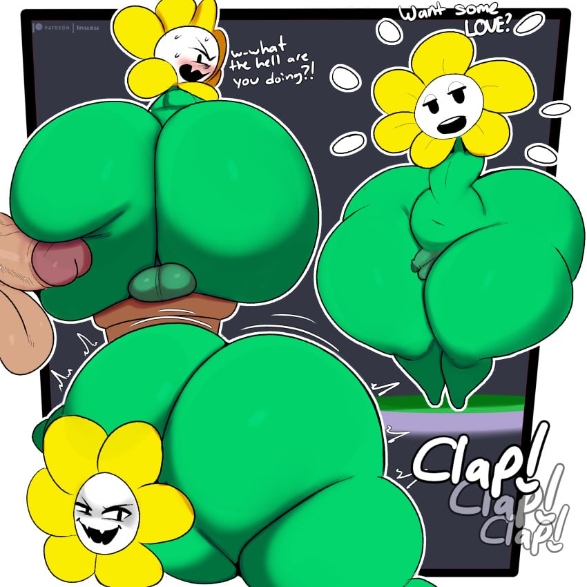 2023 2boys 2d 2d_(artwork) 2d_artwork ass ass_clapping balls big_ass big_butt blush clapping_cheeks color dialogue english english_dialogue english_text fat_ass femboy flower flower_petals flower_pot flowey_the_flower flowey_with_nothing_else_but_a_massive_ass gay huge_ass human inuzu large_ass looking_at_viewer male male_only massive_ass penis plant plantie small_penis text thick_ass thick_thighs thunder_thighs toby_fox twerking uncensored uncensored_penis undertale undertale_(series) wide_hips