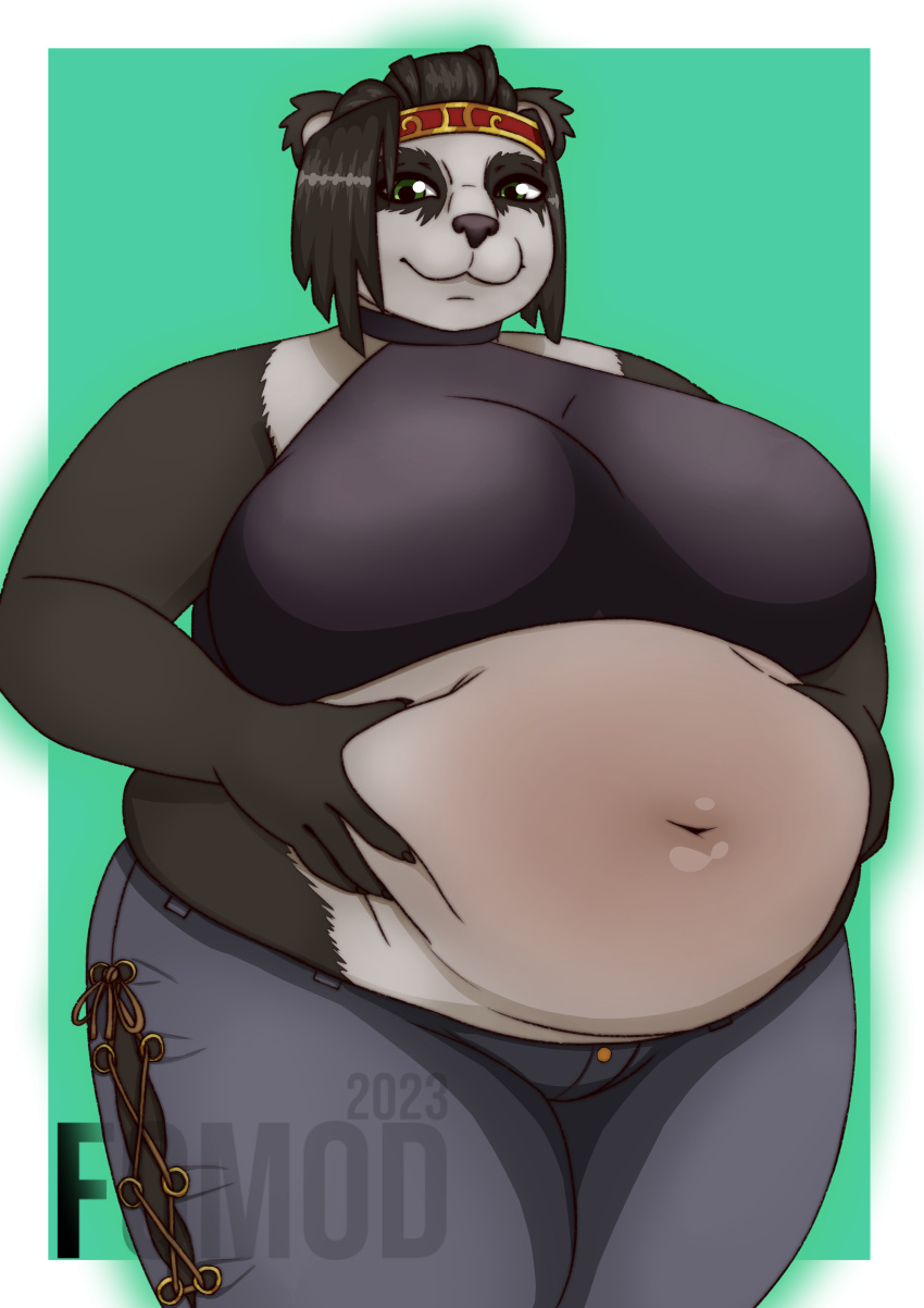 bbw chubby fomod furry holding_belly original original_character overweight panda pandaren plump self_upload solo squeezing_belly tagme world_of_warcraft