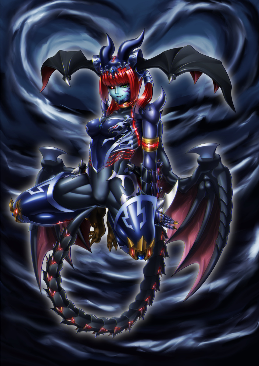 1girls demon_girl duel_monster grey_skin lilith,_lady_of_lament monster_girl multicolored_skin yu-gi-oh!