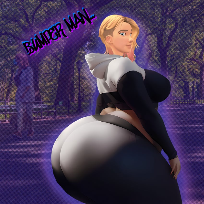 1girls 3d ass bbw big_ass blonde_hair bubble_butt chubby dat_ass dumptruck_ass eyebrow_piercing fat female female_only gwen_stacy huge_ass marvel overweight sinkcandycentral solo solo_female spider-gwen spider-man_(series) thick_thighs