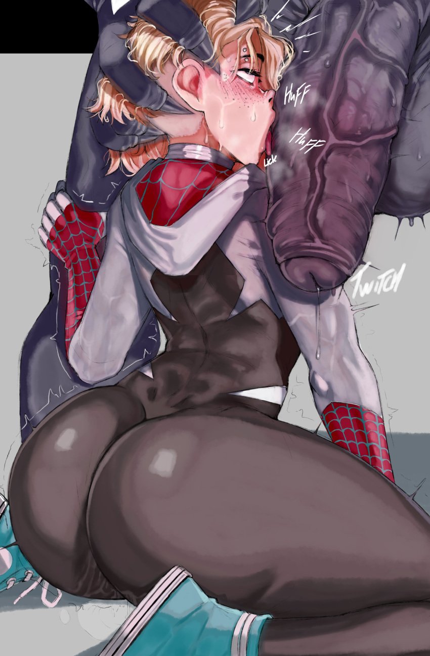 1boy 1girls cock_worship eyebrow_piercing female gwen_stacy gwen_stacy_(spider-verse) huge_ass huge_cock human human_on_humanoid humanoid interspecies licking_penis light-skinned_female light_skin male marvel moisty_boo monster_cock sniffing_penis spider-gwen spider-man:_into_the_spider-verse spider-man_(series) straight unseen_male_face veiny_penis venom_(marvel)