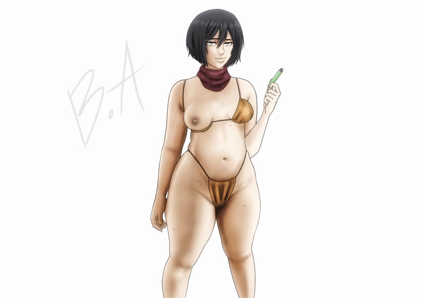 1girls 5_fingers ass attack_on_titan baddiesart bare_thighs belly belly_button big_ass big_butt big_nipples black_hair bubble_ass bubble_butt clothed clothing curvy curvy_body curvy_female curvy_figure curvy_hips dat_ass female female_focus female_only fingers grey_eyes grey_hair hands hips japanese_female light-skinned_female light_skin mikasa_ackerman mostly_clothed mostly_nude nipples no_bra nude nude_female pale-skinned_female pale_skin panties short_hair smoke smoking snk swimsuit swimsuit_pull thick_ass thick_hips thick_thighs thighs vape wide_hips