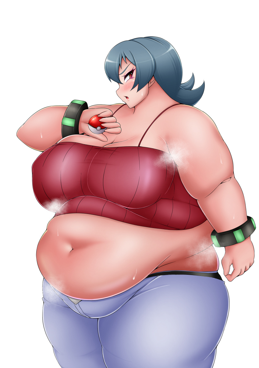 bbw belly_overhang big_belly big_breasts big_female blush chubby chubby_female embarrassed fat fat_ass fat_female fat_fetish fat_girl fat_woman fatty large_female obese obese_female overweight overweight_female plump pokemon pork_chop sabrina_(pokemon) thick_thighs weight_gain