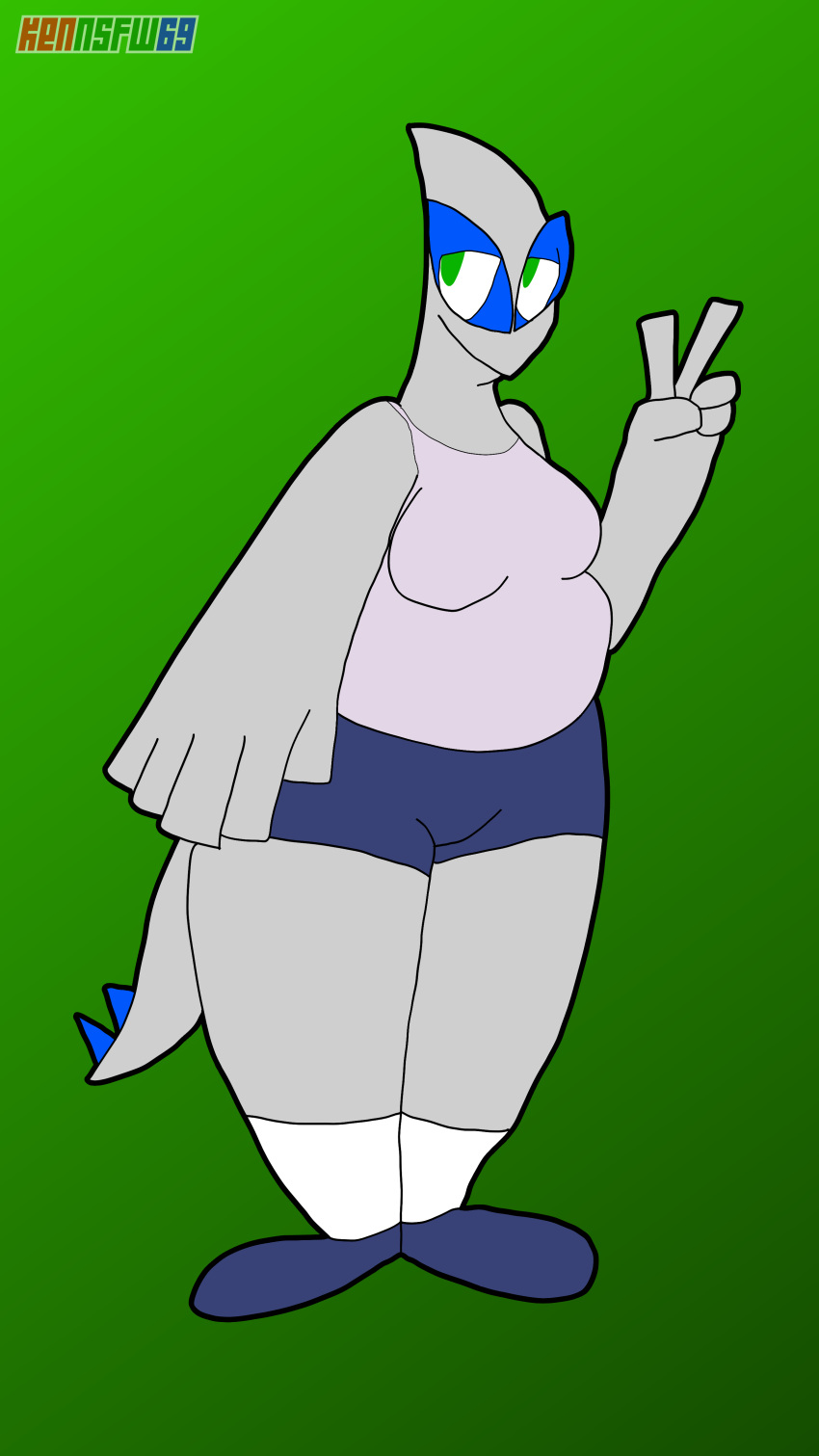 big_belly big_breasts chubby chubby_anthro chubby_female daisy_dukes denim_shorts fat game_freak kenmazu95 legendary_pokémon legendary_pokemon lucetta_(kenmazu95) lugia overweight pokemon pokemon_(species) tank_top thick_thighs toony