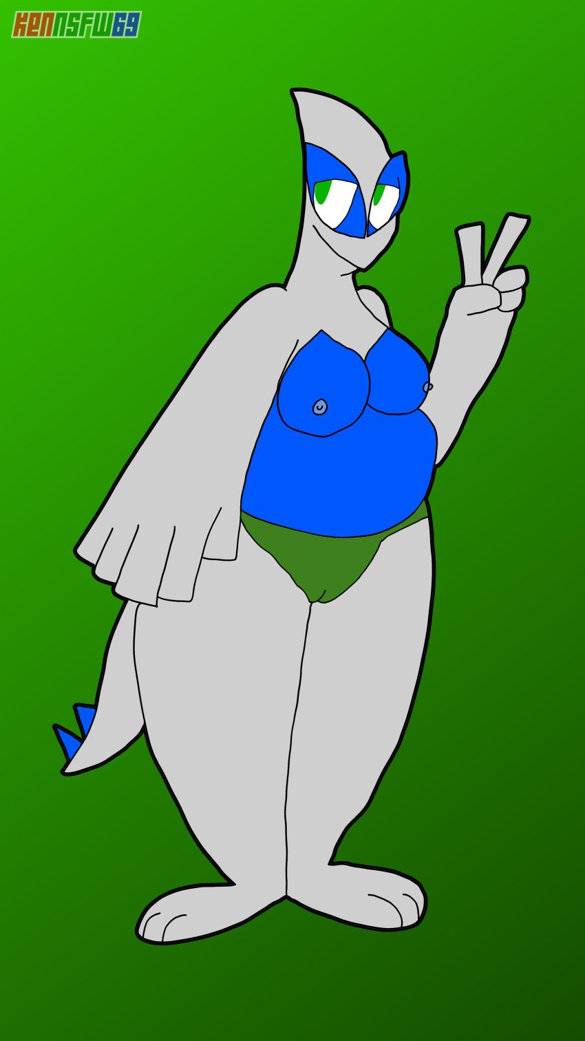 almost_naked barely_clothed big_belly big_breasts bottomwear bottomwear_only cameltoe chubby chubby_anthro chubby_female fat game_freak green_panties green_underwear kenmazu95 legendary_pokémon legendary_pokemon lucetta_(kenmazu95) lugia mostly_nude no_bra no_shirt overweight panties pokemon pokemon_(species) thick_thighs toony topless topless_female underwear underwear_only