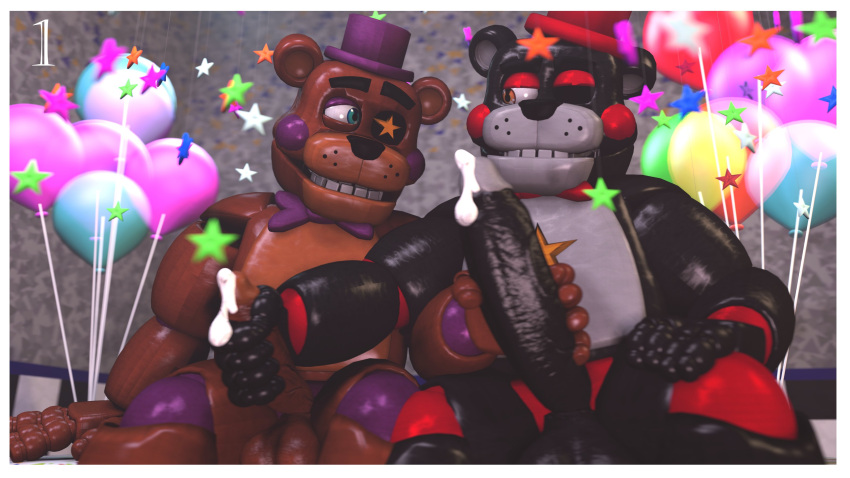 2boys 3d animatronic balls bear black_body brown_body cock dick duo five_nights_at_freddy's freddy_fazbear's_pizzeria_simulator gay handjob lefty lefty_(fnaf) male male/male male_only masturbation party_bear12 penis rockstar_freddy