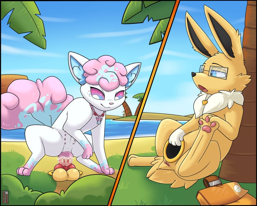 alolan_form alolan_vulpix animal_genitalia animal_penis animal_pussy anus aztepyeen balls bodily_fluids canine_genitalia canine_penis canine_pussy cum cum_in_pussy cum_inside duo eeveelution erection eyewear female female_penetrated feral feral_on_feral feral_penetrated feral_penetrating feral_penetrating_feral fur generation_1_pokemon genital_fluids genitals glasses hair hi_res hoop jewelry jolteon knot male male/female male_penetrating male_penetrating_female multi_nipple neck_tuft necklace nintendo nipples non-euclidean_sex outside palm_tree penetration penile penile_penetration penis penis_in_pussy pink_hair plant pokemon pokemon_(species) portal_sex pussy rectangular_glasses regional_form_(pokemon) sex smile thinking_with_portals tree tuft vaginal_penetration vulpix white_body white_fur yellow_body yellow_fur