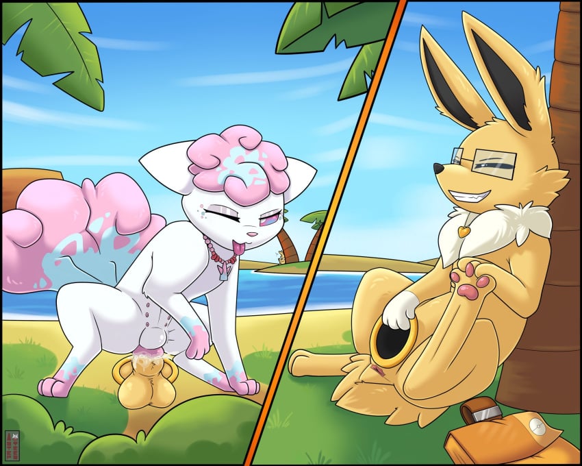 alolan_form alolan_vulpix animal_genitalia animal_penis animal_pussy anus aztepyeen balls bodily_fluids canine_genitalia canine_penis canine_pussy closed_eyes cum cum_in_pussy cum_inside cumshot duo eeveelution ejaculation erection eyewear female female_penetrated feral feral_on_feral feral_penetrated feral_penetrating feral_penetrating_feral fur generation_1_pokemon genital_fluids genitals glasses grin hair hi_res hoop jewelry jolteon knot looking_pleasured male male/female male_penetrating male_penetrating_female multi_nipple neck_tuft necklace nintendo nipples non-euclidean_sex one_eye_closed outside palm_tree penetration penile penile_penetration penis penis_in_pussy pink_hair plant pokemon pokemon_(species) portal_sex pussy rectangular_glasses regional_form_(pokemon) sex smile teeth thinking_with_portals tongue tongue_out tree tuft vaginal_penetration vulpix white_body white_fur yellow_body yellow_fur