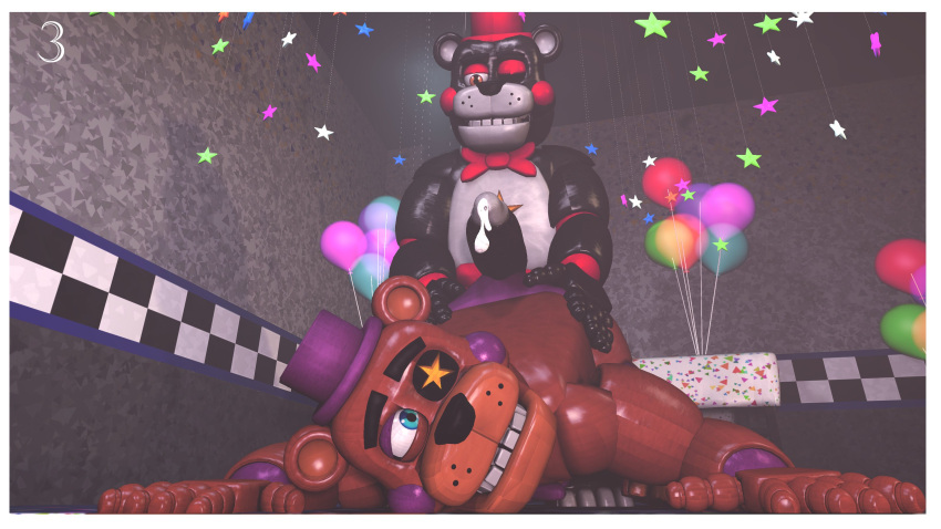 2boys 3d animatronic ass balls bear black_body brown_body cock dick duo five_nights_at_freddy's freddy_fazbear's_pizzeria_simulator gay imminent_sex lefty lefty_(fnaf) male male/male male_only party_bear12 penis presenting_ass rockstar_freddy