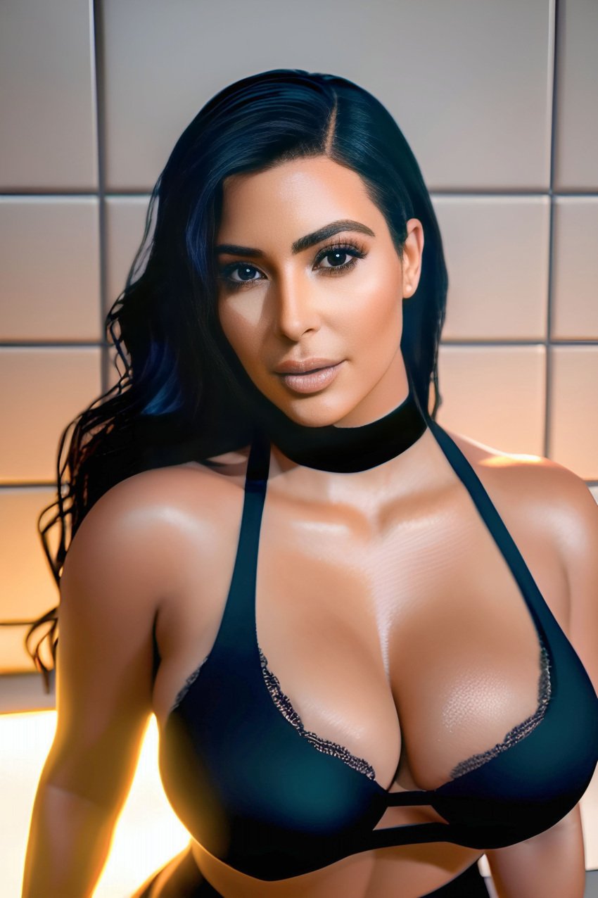 ai_generated big_breasts black_hair brown_eyes kim_kardashian