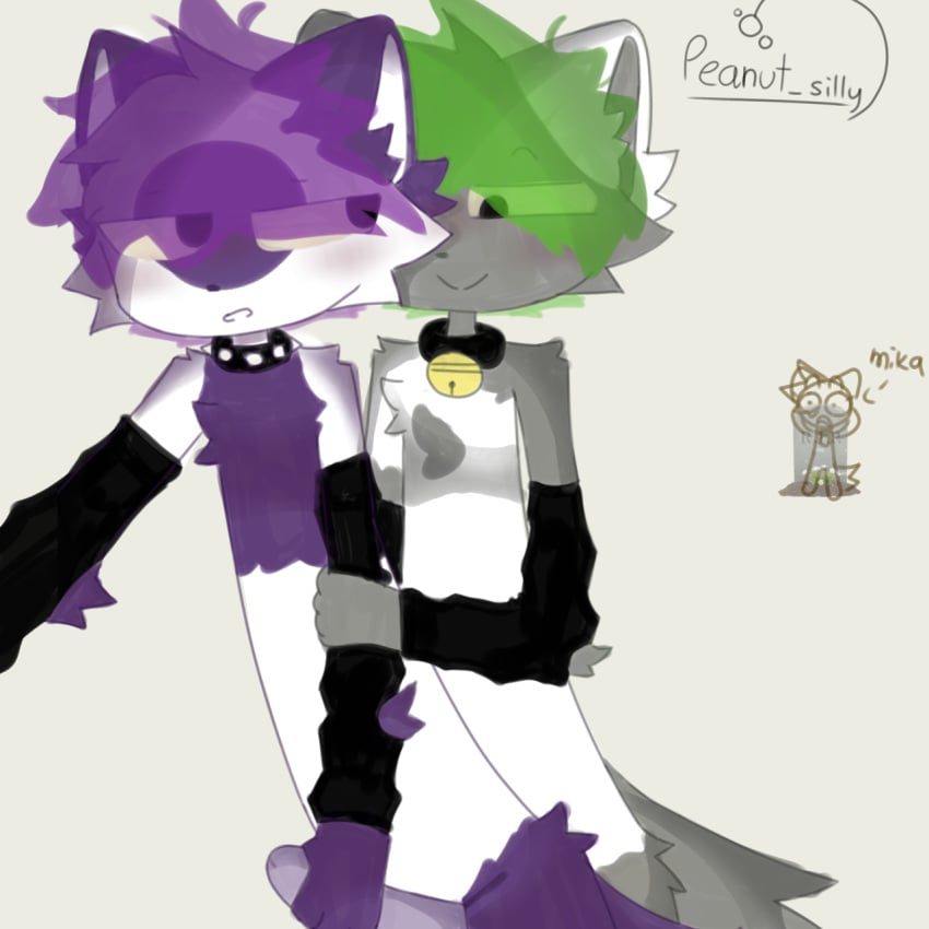 2boys alex_kit anthro black_sleeves cat_tail collar dick female fur furries furry gay gay_sex green_hair kit_community mark_kit mika_kit penis purple_hair purple_penis sock super_gay youtube