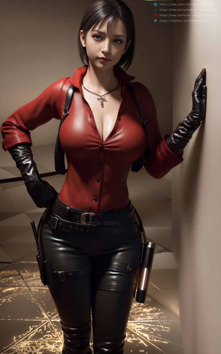 ada_wong ai_generated business_suit capcom cross_necklace female gloves holster long_gloves phantom_draft resident_evil resident_evil_6 short_hair