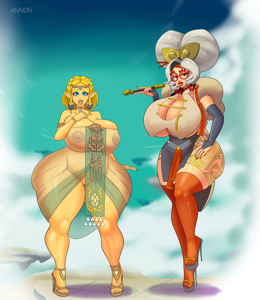 2girls annon ass_bigger_than_head bimbo bimbo_lips breasts_bigger_than_head hand_on_breast hand_on_thigh high_heels huge_ass huge_breasts hyper_ass hyper_breasts midriff multiple_girls navel nipple_bulge nipples nipples_visible_through_clothing princess_zelda purah purah_(tears_of_the_kingdom) pussy see-through stiletto_heels tears_of_the_kingdom the_legend_of_zelda the_legend_of_zelda:_tears_of_the_kingdom thick_lips thick_thighs very_high_heels wide_hips zelda_(tears_of_the_kingdom)