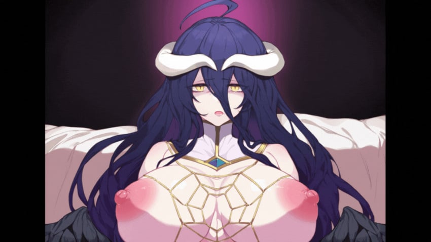 1boy 1girls absurd_res absurdres ahoge albedo_(overlord) animated black_hair breasts collarbone cum cum_in_mouth cum_inside demon_girl demon_horns face_fucking female gif grabbing_horns heart hi_res highres horns long_hair looking_at_viewer male naked nude overlord_(maruyama) paid_reward patreon_reward pov slideshow slit_pupils solo_focus straight tagme throat_bulge throat_fuck uncensored vomiting_cum yanje yellow_eyes