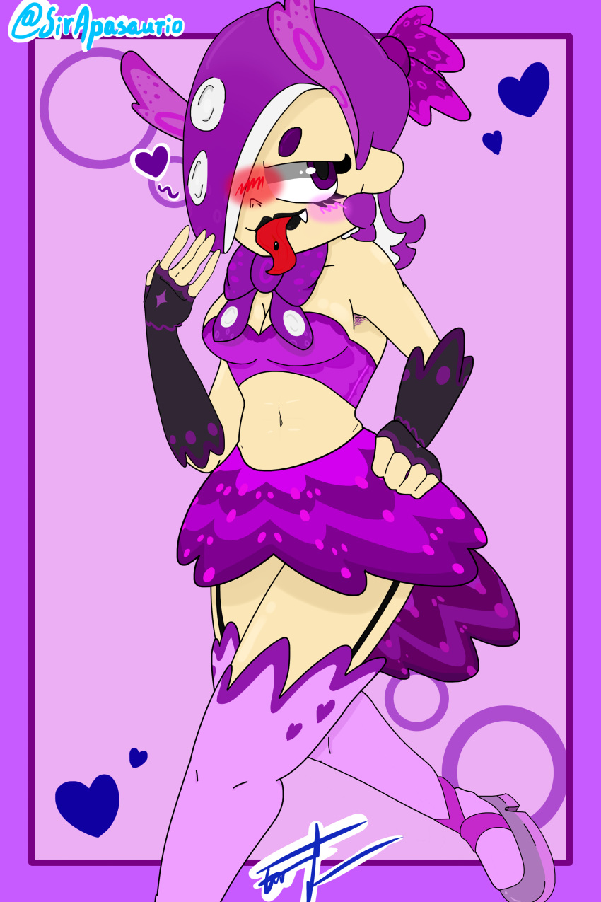 1girls bunny_ears bunnysuit clothed female octoling octoling_girl purple_background purple_eyes purple_hair sir_apasaurio splatoon splatoon_(series) splatoon_2 splatoon_3 tongue tongue_out tongue_piercing zane_(sir_apasaurio)