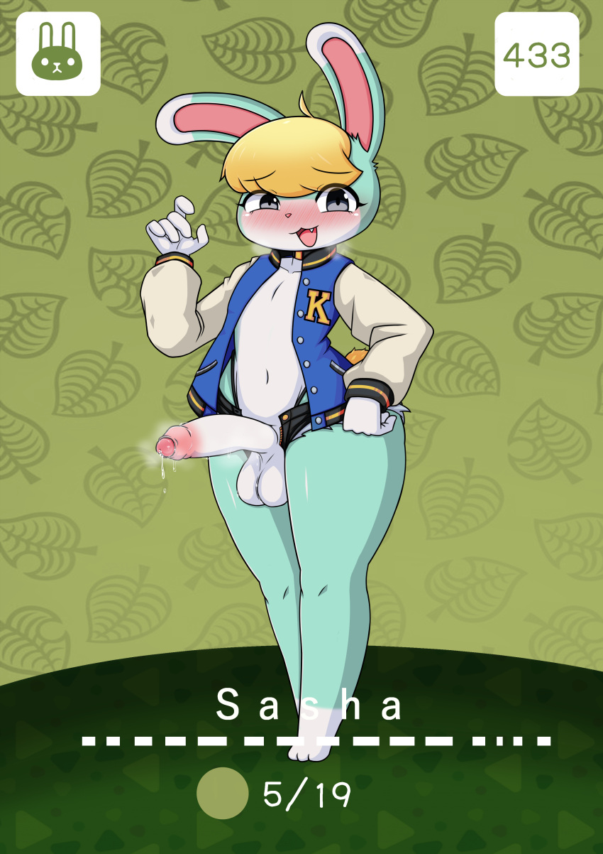 absurd_res animal_crossing anthro balls clothed clothing genitals hi_res lagomorph leporid male mammal metto nintendo penis rabbit sasha_(animal_crossing) solo