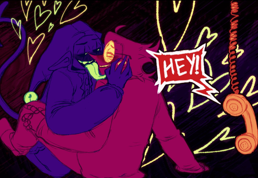 deltarune gay jevil_(deltarune) kissing making_out sexrainbow spamton_g_spamton tongue tongue_out