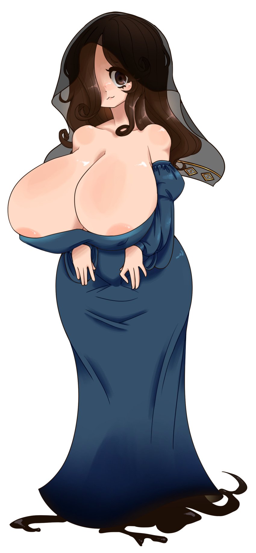 1girls :3 areola areolae areolae_peeking barely_visible_nipples big_breasts black_veil blue_dress brown_hair byternomar creepypasta cryptid curly_hair doppelganger doppleganger dress exposed_breasts fine_art_parody huge_breasts large_breasts long_hair mona_lisa nightmare_waifu no_bra no_panties original public_domain transparent_background