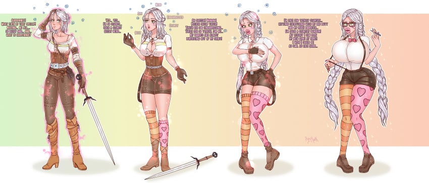 ass_expansion bimbo bimbofication body_modification breast_expansion ciri english_text female hair_growth high_heels huge_ass huge_breasts lip_expansion midriff navel nerd nerdification nerdy_female purpluck text the_witcher_(series) thick_lips thick_thighs thigh_expansion transformation wide_hips