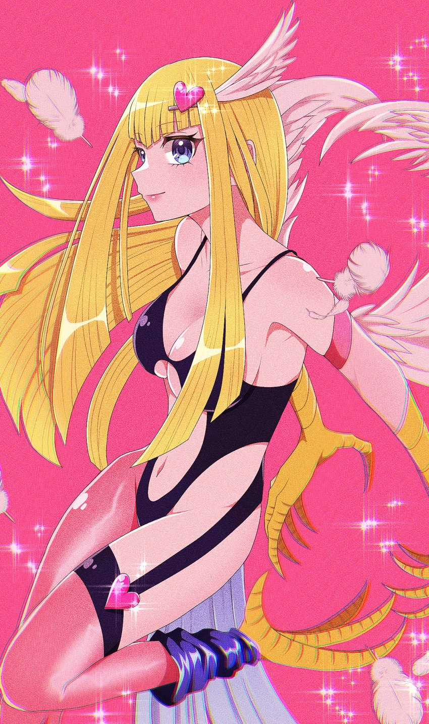 avian_humanoid blonde_hair duel_monster harpie_lady harpy monster_girl pinyatapi sling_bikini yu-gi-oh!