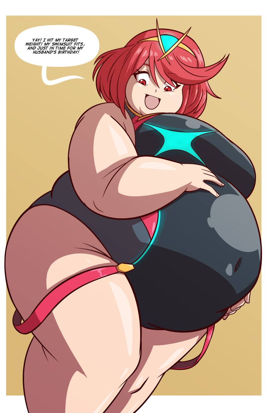 axel-rosered bbw belly_overhang big_belly big_breasts big_female chubby chubby_female fat fat_ass fat_female fat_fetish fat_girl fat_woman fatty huge_belly large_female obese obese_female overweight overweight_female plump pork_chop pyra speech_bubble thick_thighs weight_gain xenoblade_(series) xenoblade_chronicles_2