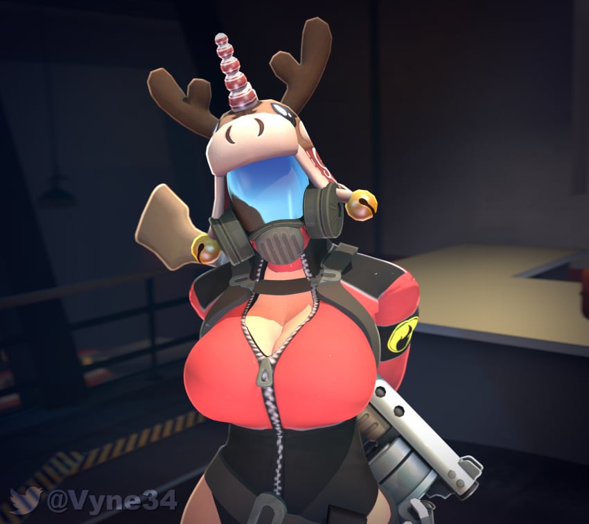 3d alternate_costume big_breasts bodysuit fempyro gas_mask hat latex latex_bodysuit latex_clothing latex_gloves latex_suit latex_thighhighs looking_at_viewer looking_up partially_clothed pyro source_filmmaker swimsuit team_fortress_2 tf2 unzipped unzipped_bodysuit vyne vyne_(vyne) wide_hips