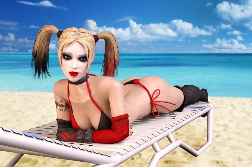 3d batman:_arkham_city batman_(series) clown_girl dc dc_comics dnxpunk harley_quinn harley_quinn_(arkham) harley_quinn_(arkham_city) solo tagme thong twintails