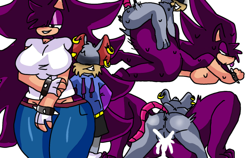 breasts cum_in_pussy doggy_style grey_fur hedgehog_humanoid mobian_(species) penis_in_pussy purple_fur rat_humanoid shaded_face size_difference tagme tuffythechileanrat white_background xenophanesa