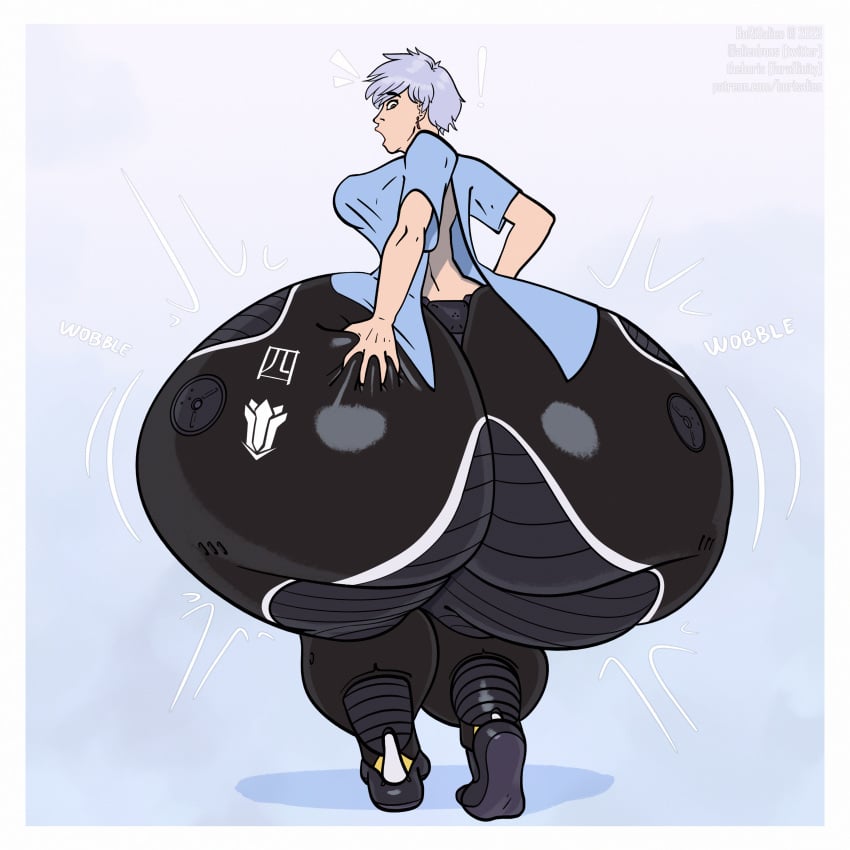 ass_expansion bleach borisalien butt_expansion butt_squeeze cyborg exposed_back gigantic_ass gigantic_butt grey_hair hospital_gown kotetsu_isane robotization squeezing_butt tagme theboris thick_thighs transformation unwilling_transformation wide_hips