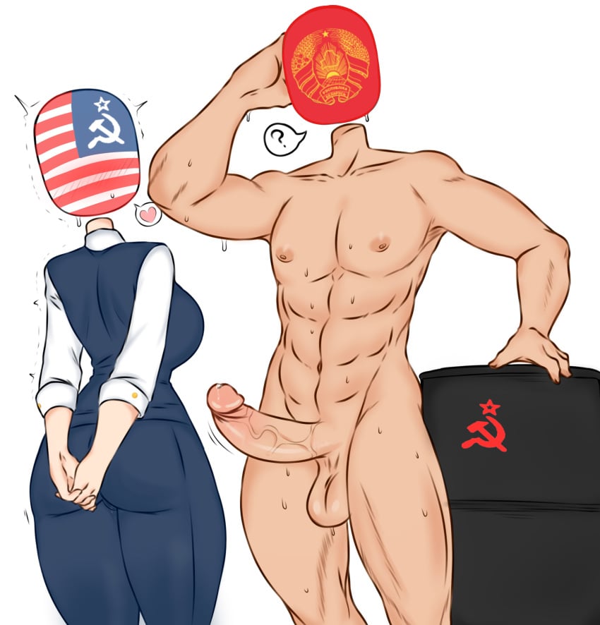 1boy 1girls big_dick big_penis clothed_female_nude_male communism countryhumans countryhumans_girl countryhumans_oc edit flawsystyle fully_clothed_female muscular_male nude_male oc oil penis sweat sweating united_states_of_america_(countryhumans)