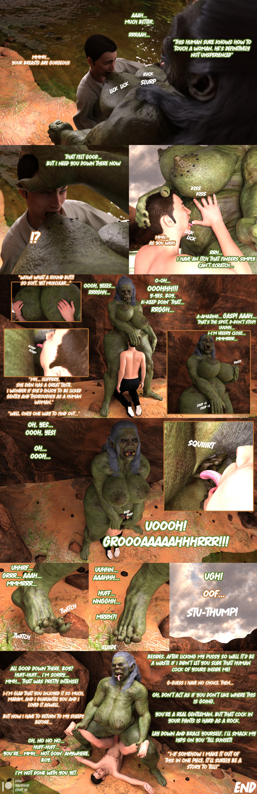 1boy 1girls 3d belly big_ass big_breasts comic comic_page daz3d daz_3d daz_studio dialogue dominant_female dress elderly_female feet female femdom fingering green_skin hi_res highres human human_male interspecies large_ass light-skinned_male light_skin lowhangingfruit3d_(artist) male male/female masturbation mature_female muscle muscles muscular muscular_female muscular_thighs naked nude old old_woman older_female orc orc_female pointy_ears sex submissive_male thick_ass thick_thighs toe_claws ugly vulta_(lhf3d) watermark