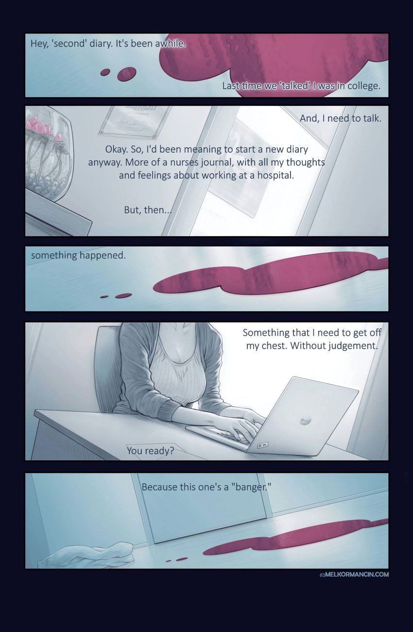 1girls comic comic_page laptop melkor_mancin morgan_(melkormancin) original original_character tagme