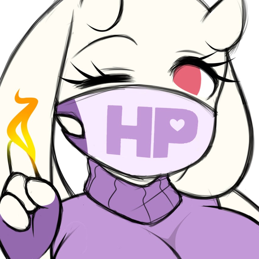 alternate_universe altertale altertale_toriel big_breasts breasts clothed clothing female_only friisans gloves looking_at_viewer mask masked_female one_eye_closed pink_eyes solo toriel toriel_au undertale undertale_(series) undertale_au undertale_fanfiction white_background wink winking_at_viewer