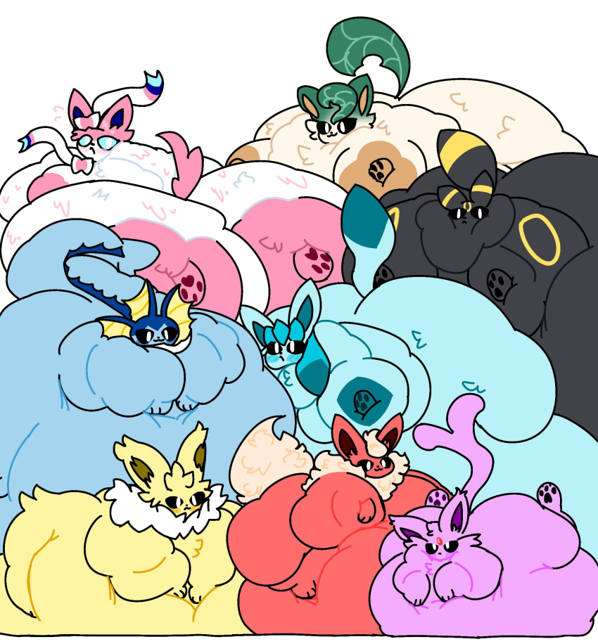 big_ass bubble_butt eeveelution espeon flareon glaceon huge_breasts jolteon leafeon overweight pokemon pokemon_(species) snooz_e_boi sylveon umbreon vaporeon