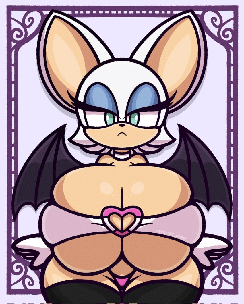 barely_clothed big_breasts boob_window clothed female female_only huge_breasts princess_jomes rouge_the_bat sonic_(series) underboob